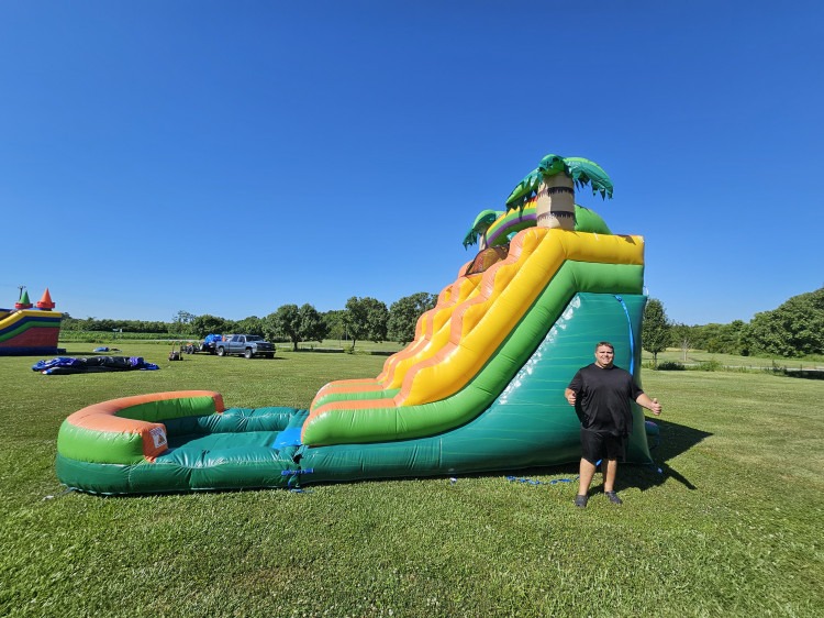 15' Tropical Green Single Lane Wet/Dry Slide