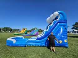 15' Blue Wave Single Lane Wet Dry Slide