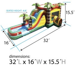 IMG 2168 1739590184 Mega Tropical Fire Marble Wet/Dry Bounce House Combo
