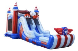 Mega Bald Eagle Double Lane Wet/Dry Bounce House Combo