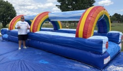 30' Blue Marble Inflatable Slip and Splash Slide
