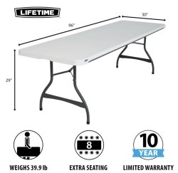 8ft White Lifetime Plastic Tables