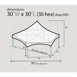 dim 30' Premium Hexagon High Peak Frame Tent