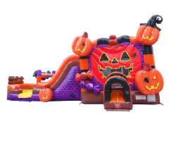 Mega Halloween Pumpkin Double Lane Wet/Dry Bounce Slide Comb
