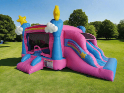 mini enchanted bounce n slide outside view 1741459141 Mini Enchanted Bounce House Slide